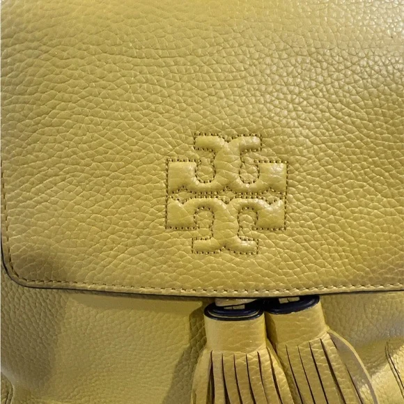 Tory Burch Mustard Leather Backpack with Tassel - Picture 3 of 5